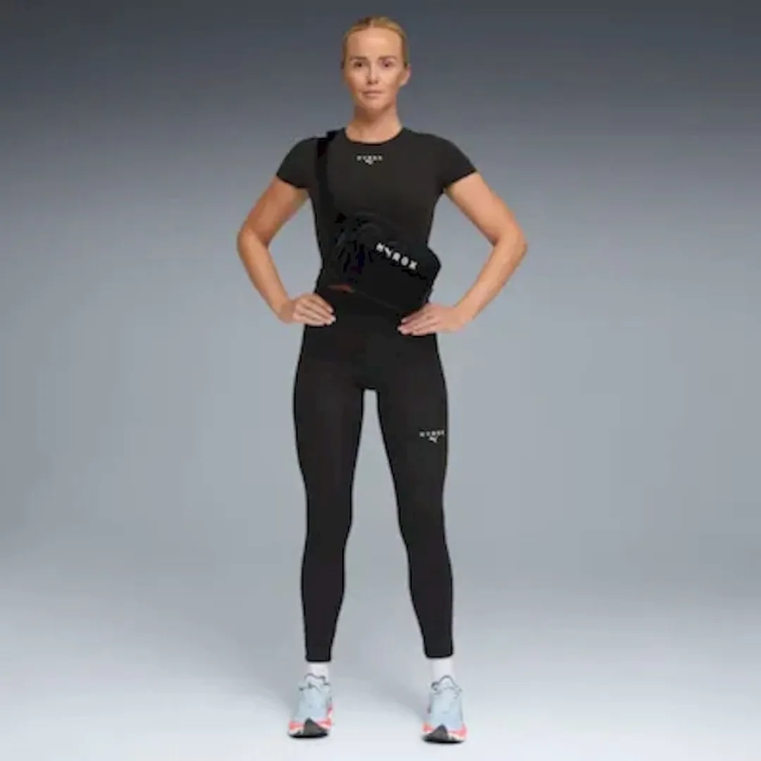 PUMA x HYROX Shapeluxe SS Crop Tee - Trainingstop Dames M - Zwart