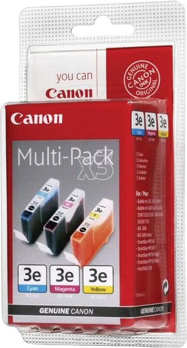 Canon BCI-3E Inktcartridge - Cyaan/Magenta/Geel - 500 Stuks