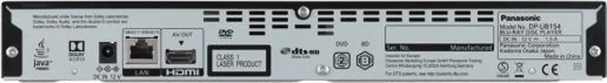 Panasonic DP-UB154 Blu-Ray Speler - 3D - Zwart