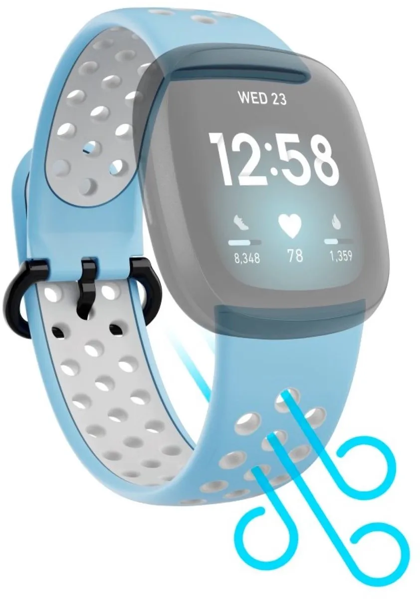 Hama Sportpolsband Fitbit Versa3/Sense - Lichtblauw/grijs - One Size