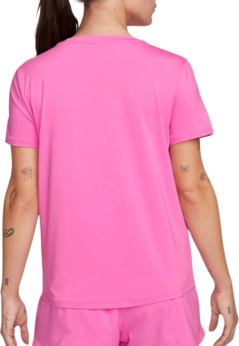 Nike W NK One Classic DF SS Top - Roze/Zwart S