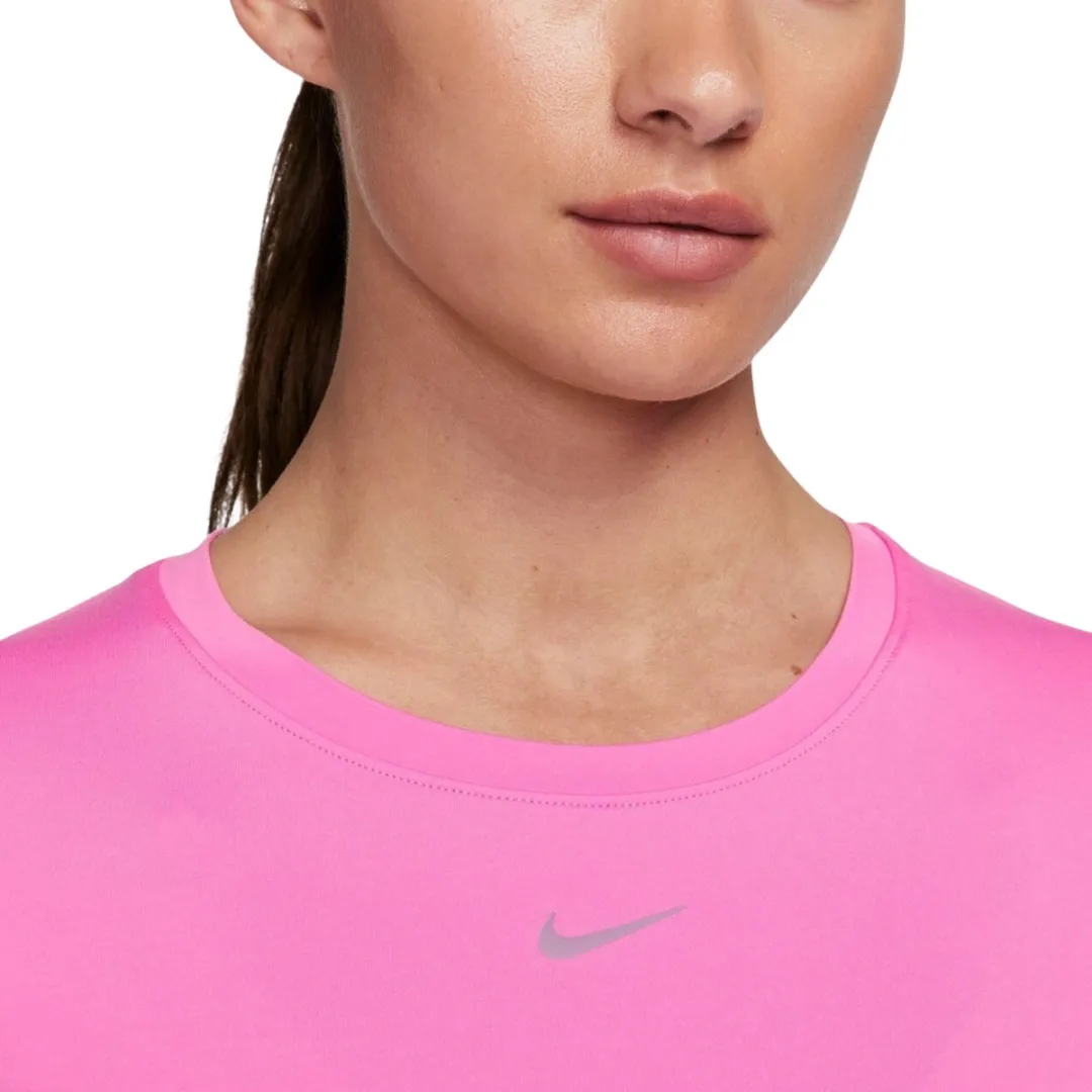 Nike W NK One Classic DF SS Top - Roze/Zwart S
