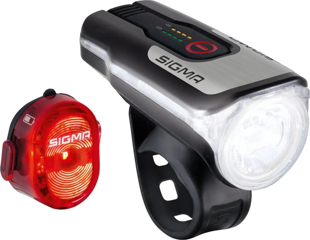 Sigma Aura 80 USB + Nugget II Fietsverlichtingsset - 80 Lux - Zwart/zilver