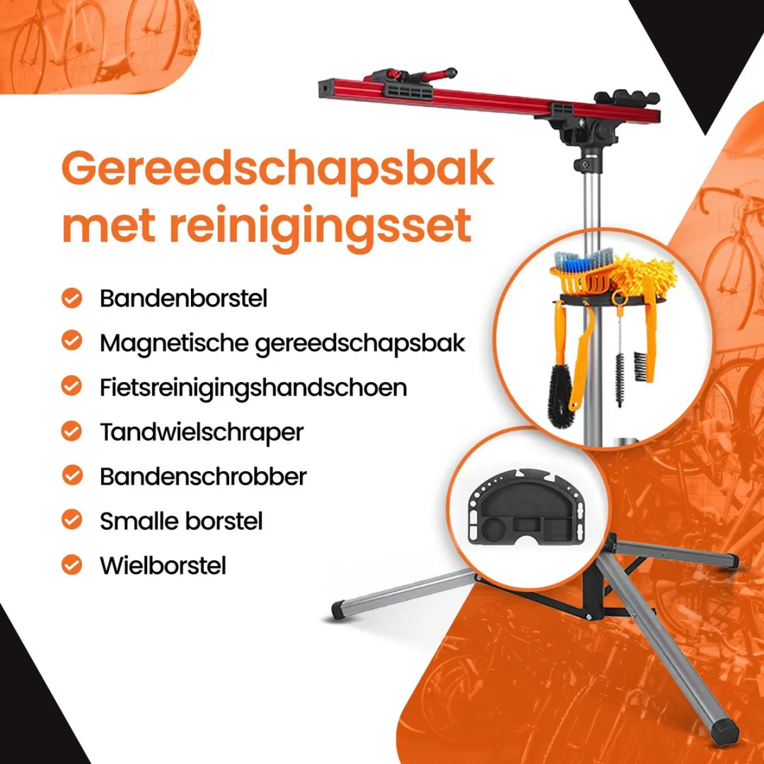 Frame Up Fietsmontagestandaard - tot 35 kg - Grijs/Rood