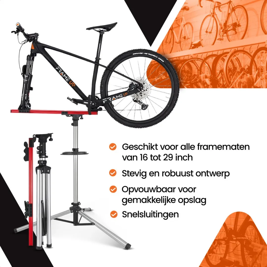 Frame Up Fietsmontagestandaard - tot 35 kg - Grijs/Rood