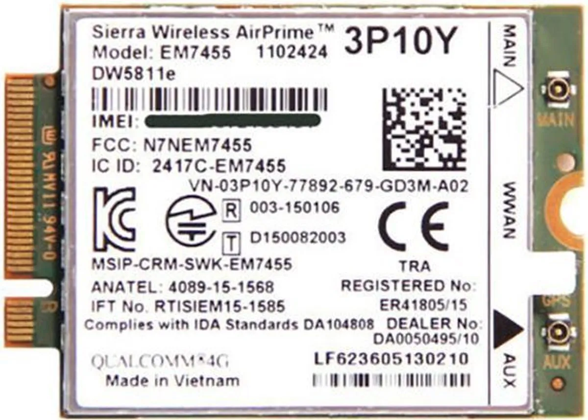Dell DW5811e M.2 4G LTE WWAN Kaart