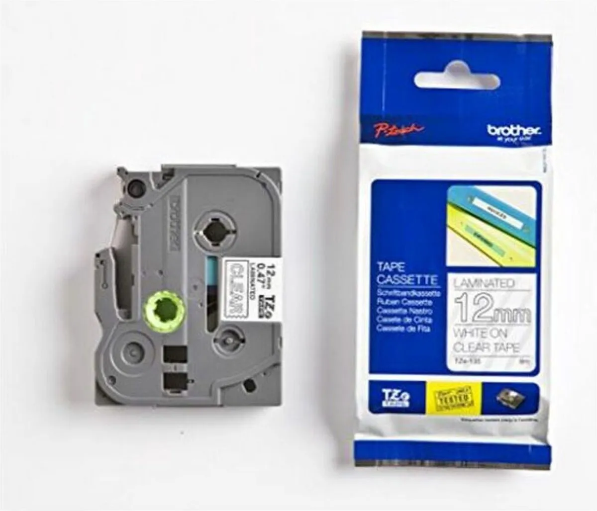 Brother TZE135 Tape 12mm - 8m - Wit op transparant