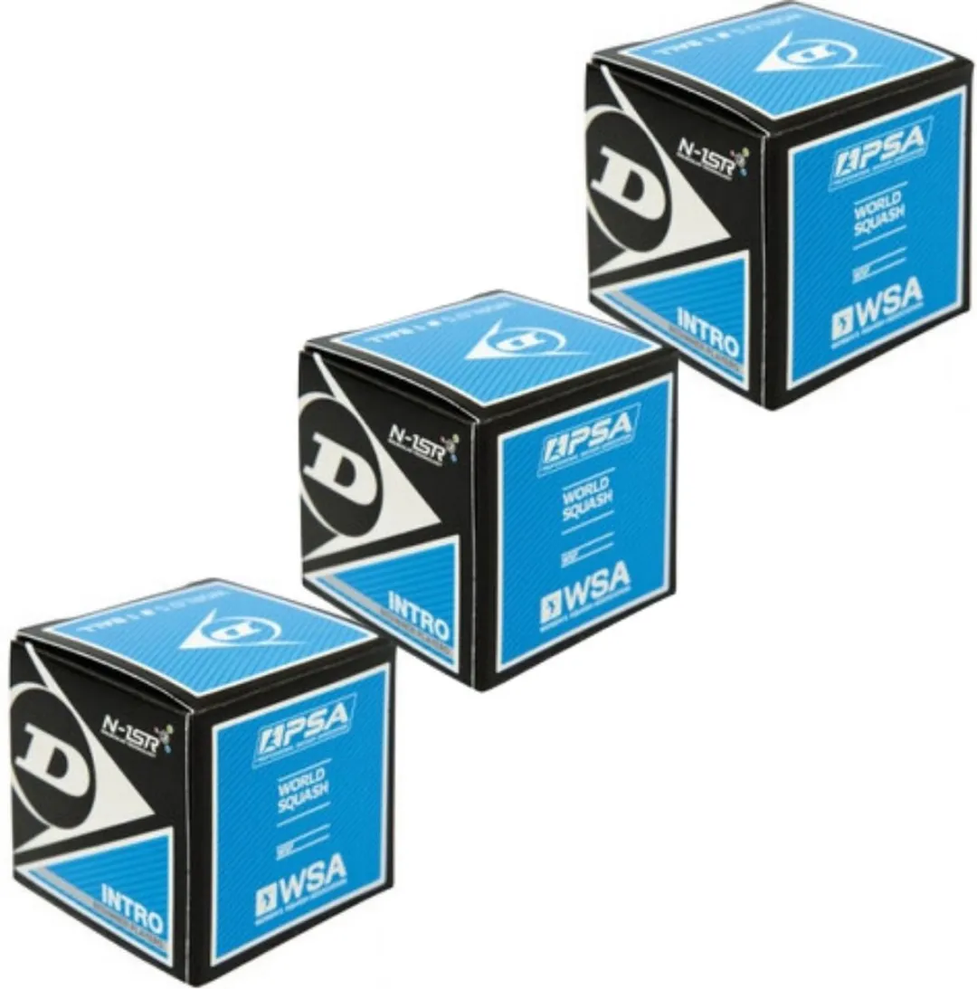 Dunlop Intro Squashballen - 3 Stuks - Blauw/Zwart