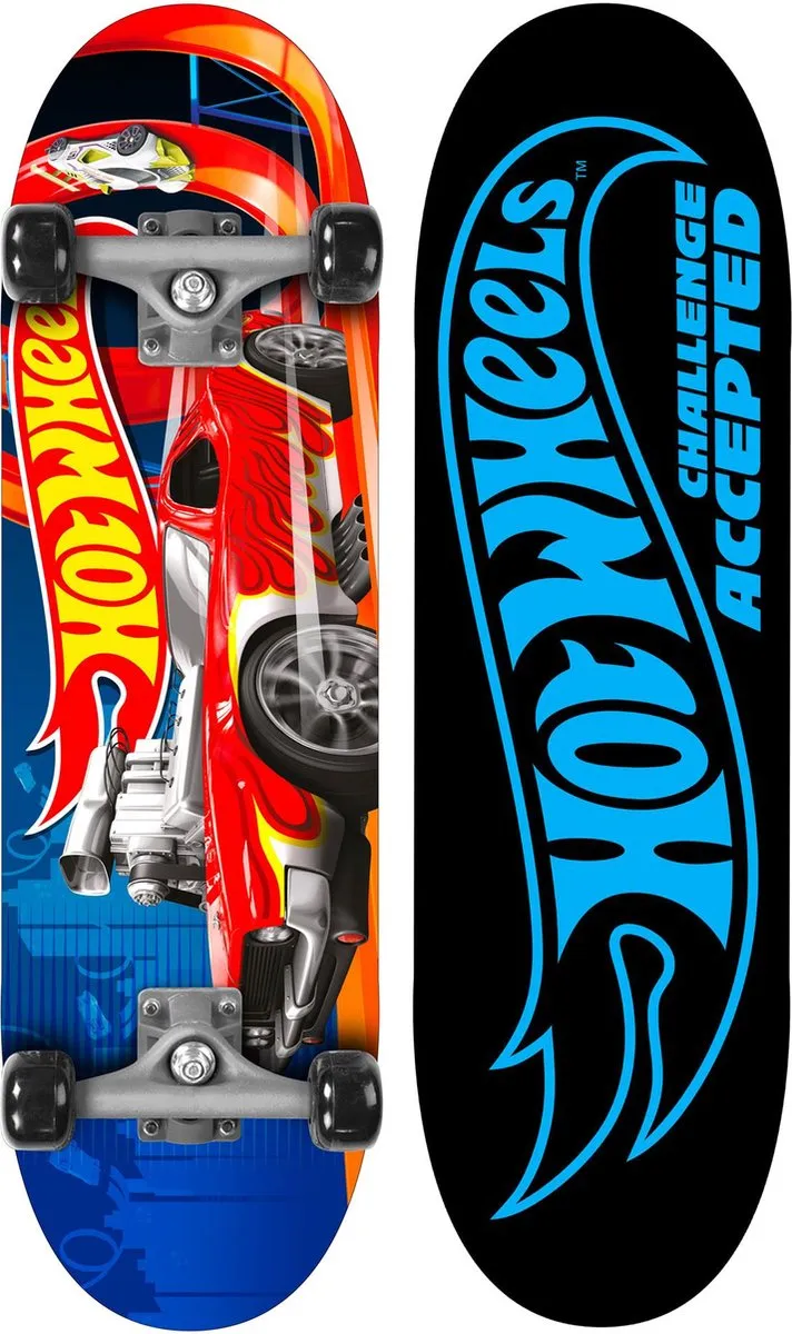 Hot Wheels Skateboard Dubbele Kick 71x20cm - Blauw/Zwart