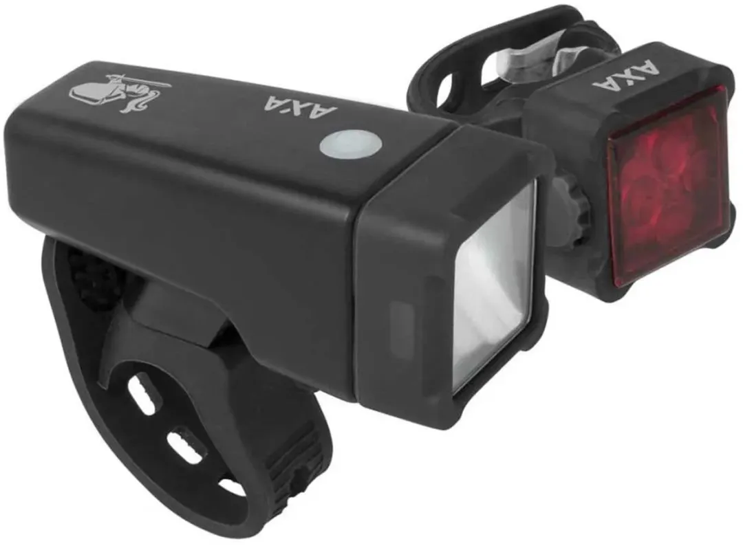 AXA Niteline T4R Fietsverlichting Set - USB Oplaadbaar - Zwart