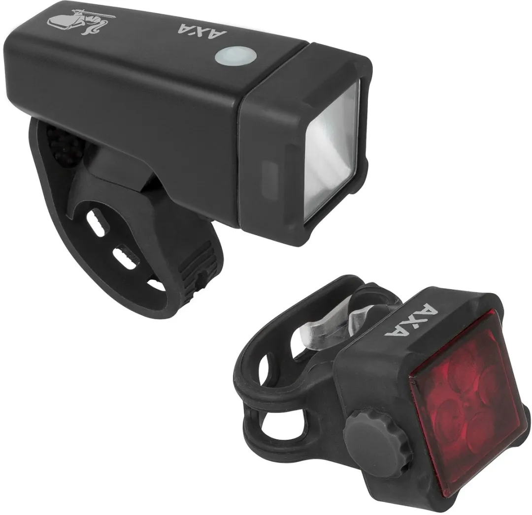 AXA Niteline T4R Fietsverlichting Set - USB Oplaadbaar - Zwart