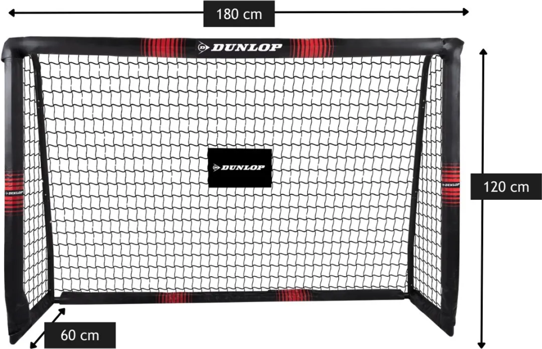 Dunlop Voetbaldoel Set 2x 180x120x60cm - Metaal - Zwart/Rood