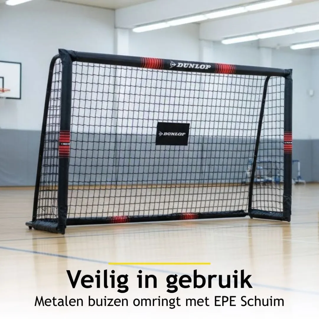 Dunlop Voetbaldoel Set 2x 180x120x60cm - Metaal - Zwart/Rood