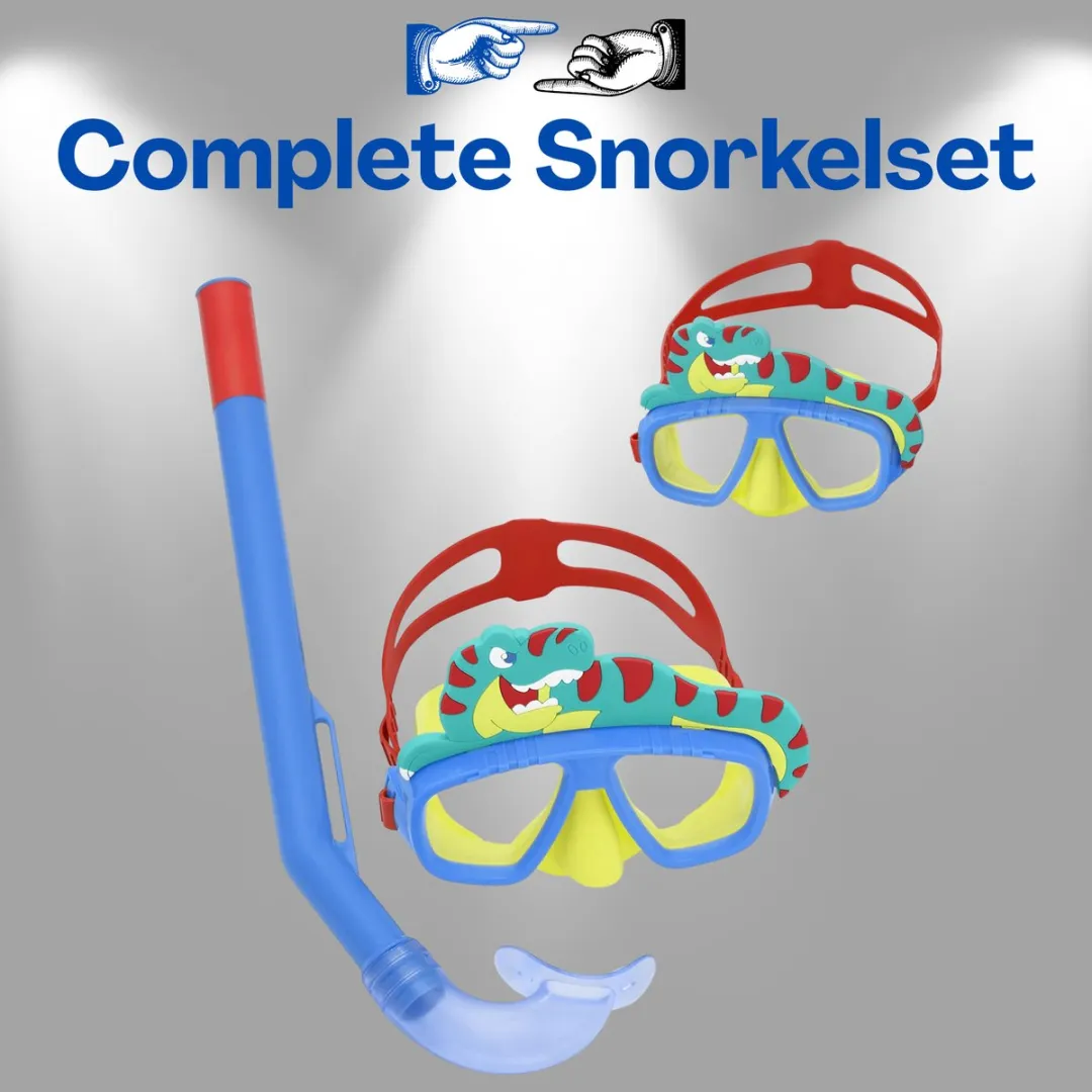 Bestway Duikset Kinderen Blauw - Snorkelset met Hypoallergene Bril