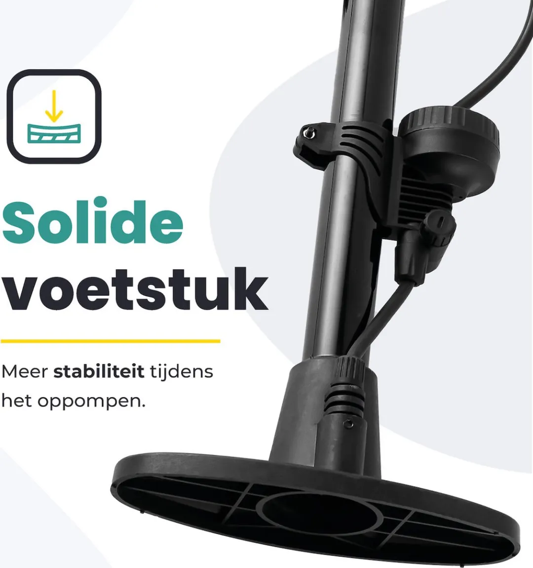Voltano Hogedruk Fietspomp - Zwart - Manometer - Alle Ventielen - afbeelding 6 van 6