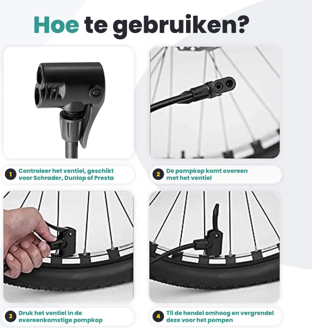 Voltano Hogedruk Fietspomp - Zwart - Manometer - Alle Ventielen