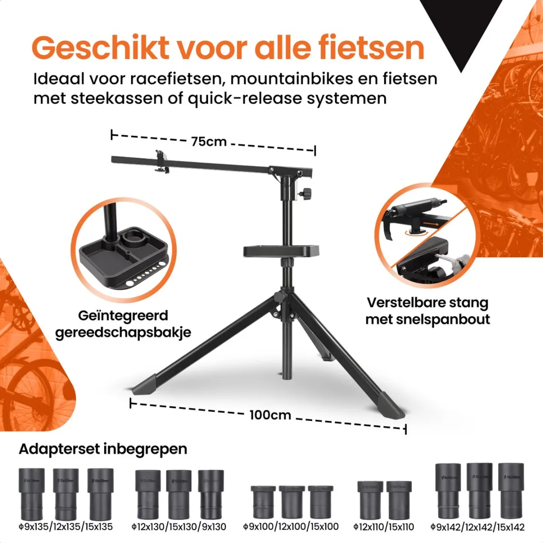 Frame Up Fietsmontagestandaard Reparatiestandaard - tot 35 kg - Zwart
