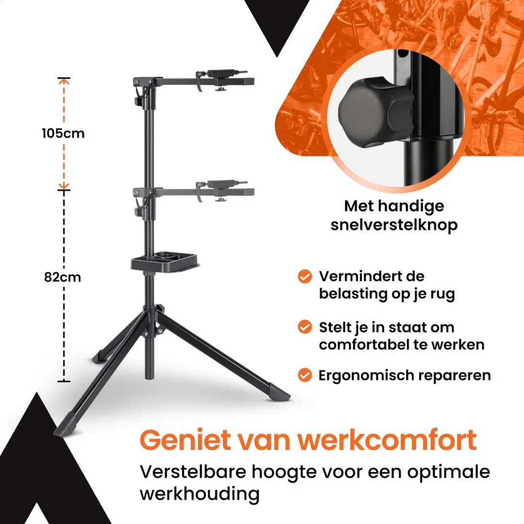 Frame Up Fietsmontagestandaard Reparatiestandaard - tot 35 kg - Zwart