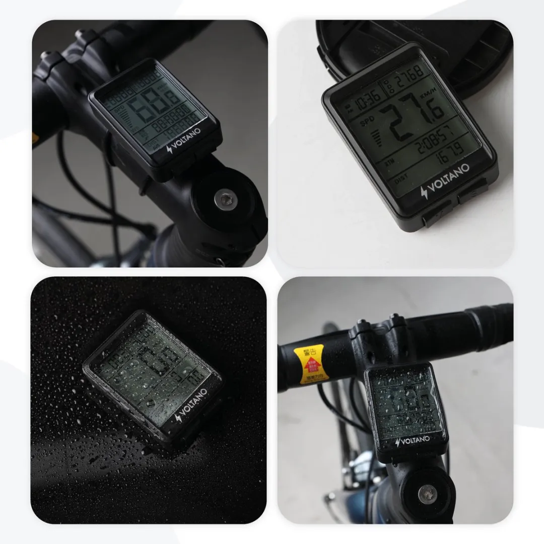 Voltano Draadloze Fietscomputer 2.1 inch - 21 Functies - Zwart