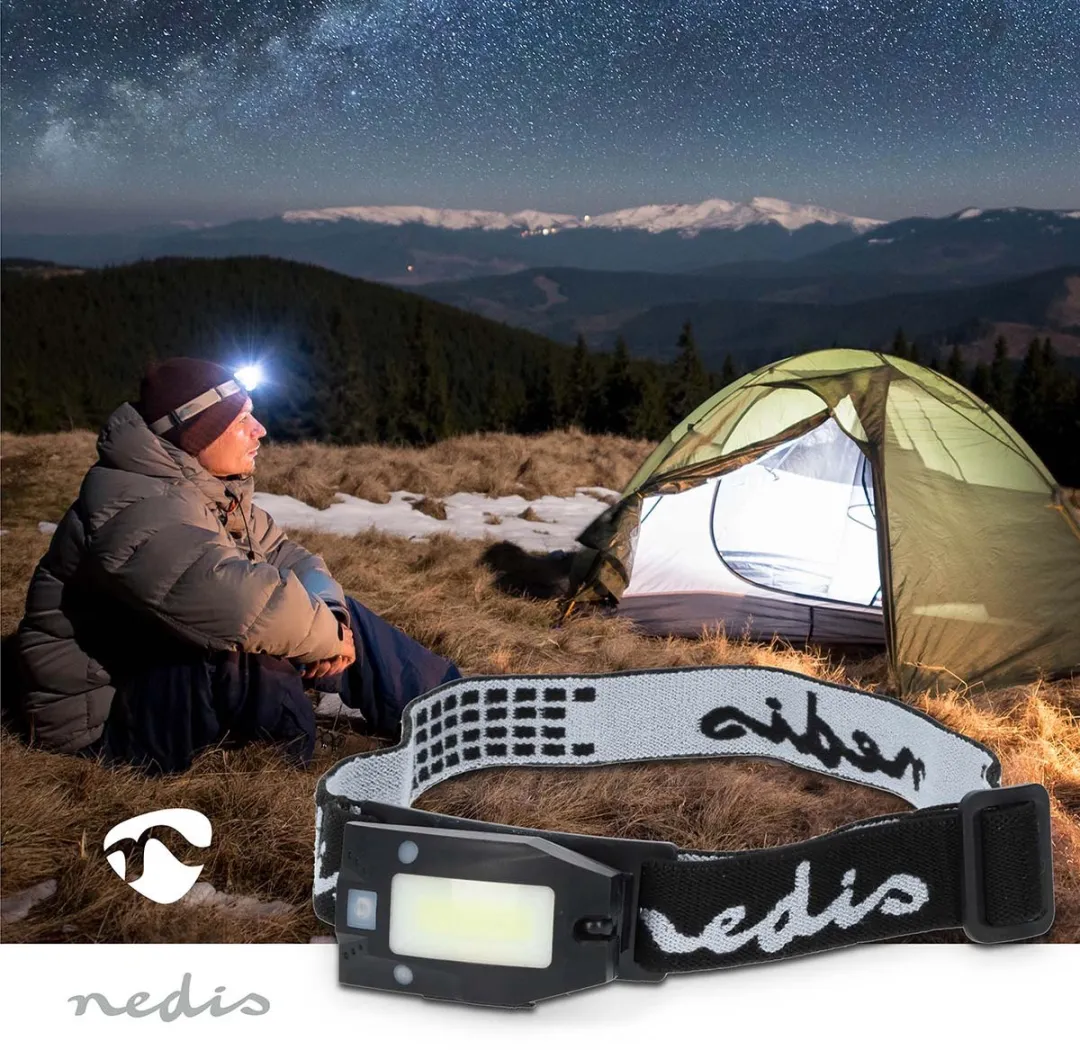 Nedis LHLR05WBK LED Hoofdlamp - 180 Lumen - 20m Bereik - Zwart