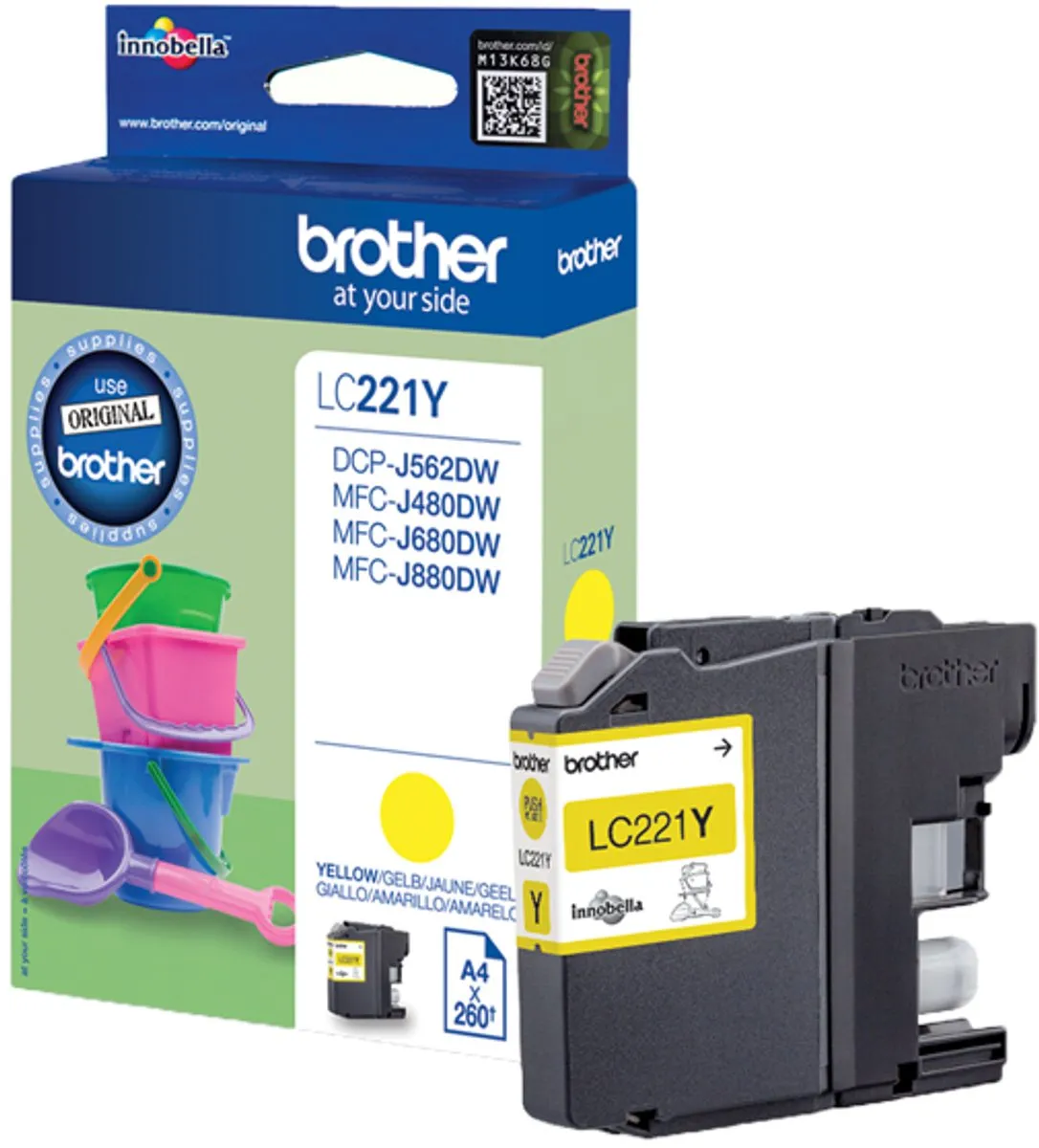 Brother LC221Y Inktcartridge Geel - 260 pagina's