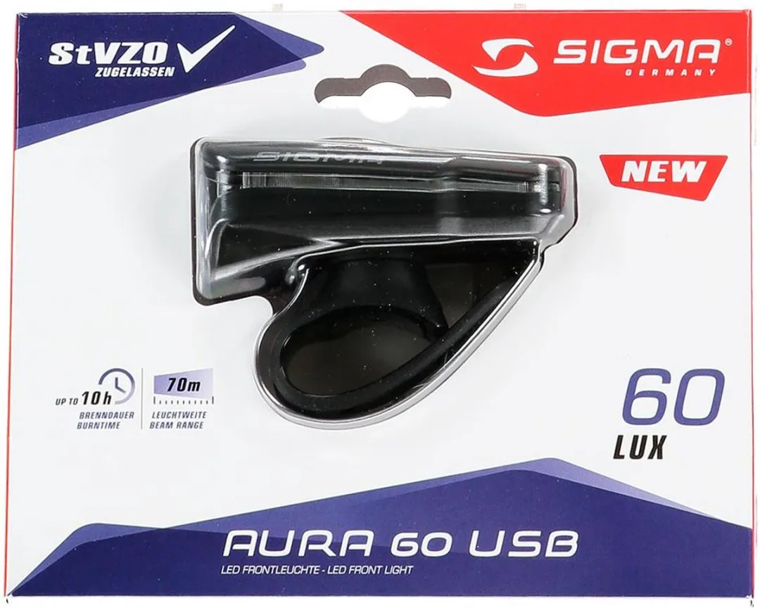 Sigma Aura 60 USB Fietslamp - 60 Lux - Zwart