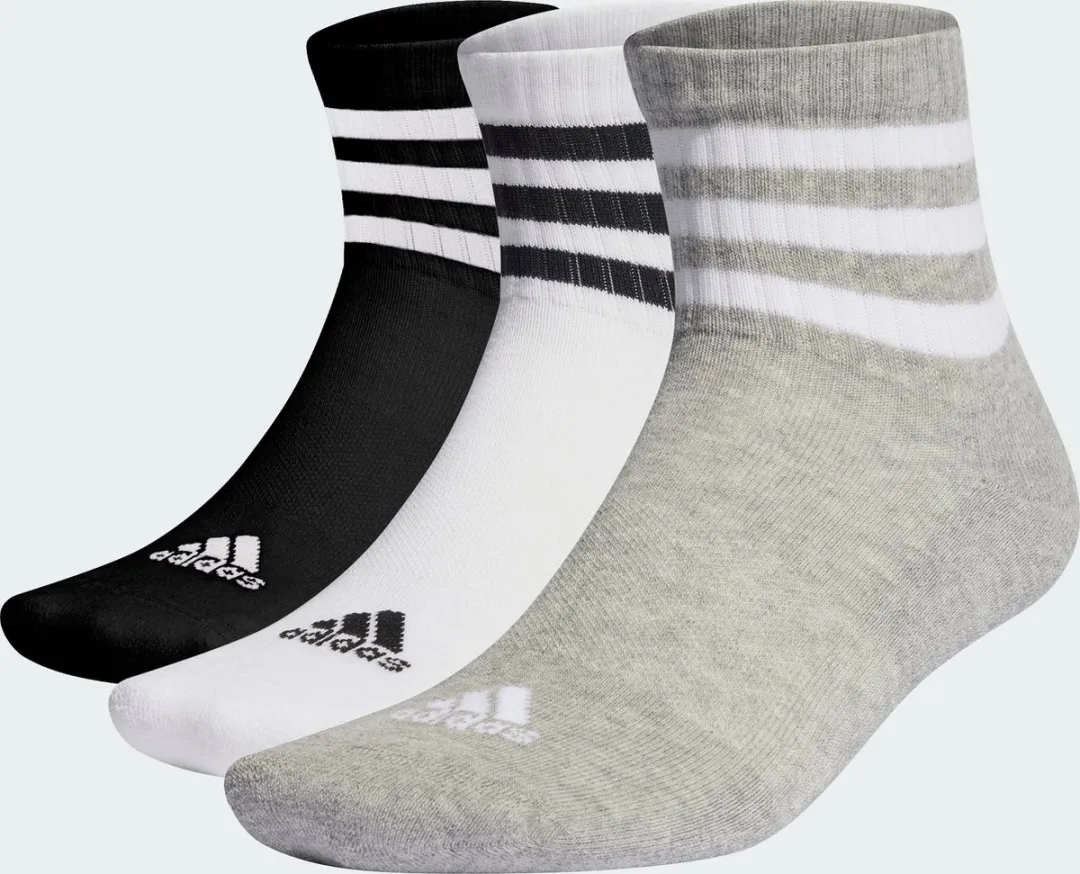 adidas 3-Stripes Cushioned Korte Sokken - 3 Paar - Grijs