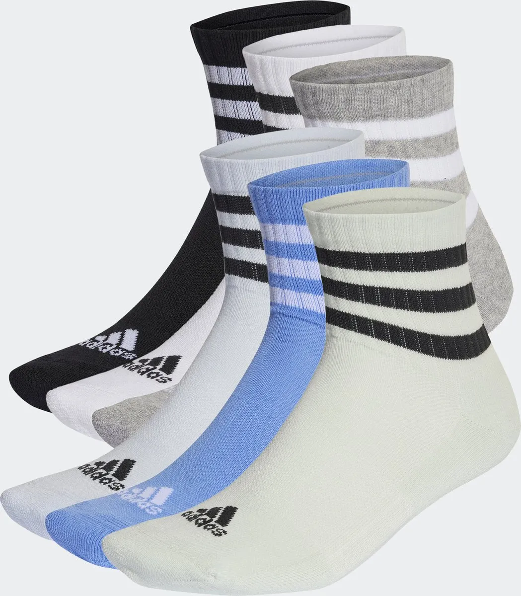 adidas 3-Stripes Cushioned Korte Sokken - 3 Paar - Grijs