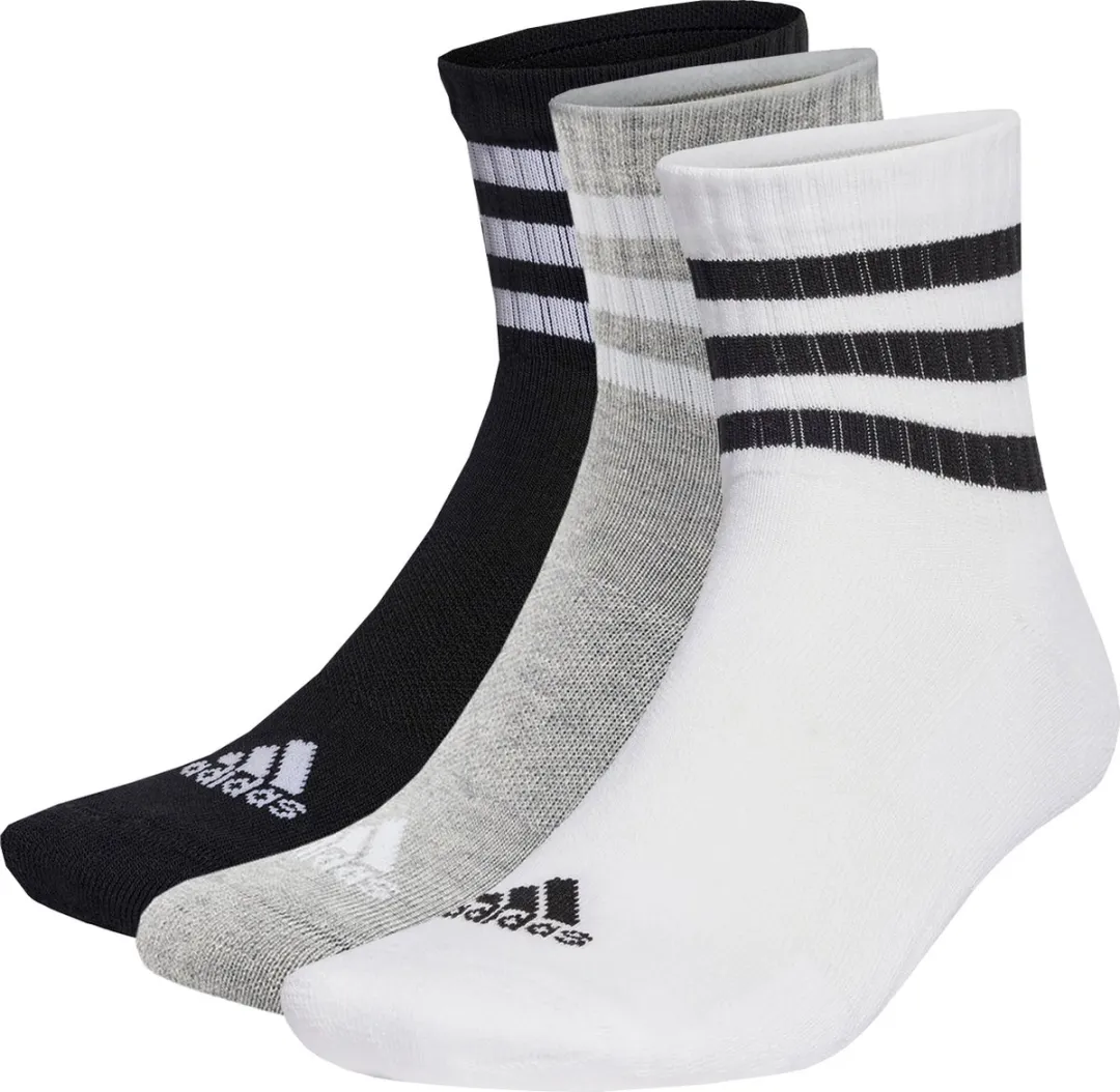 adidas 3-Stripes Cushioned Korte Sokken - 3 Paar - Grijs