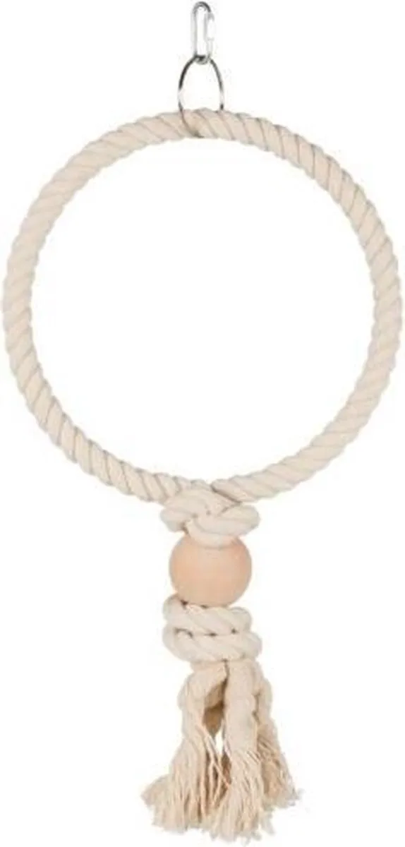Trixie Vogelspeelgoed Touw-Ring met Houten Kraal Ø19cm - afbeelding 3 van 3