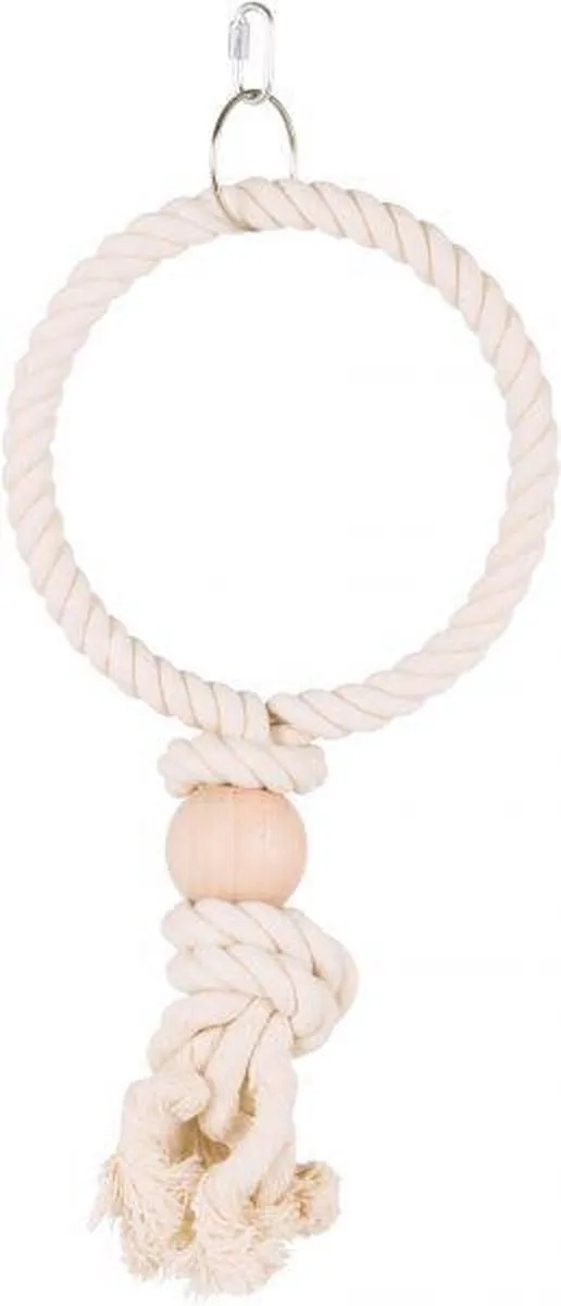 Trixie Vogelspeelgoed Touw-Ring met Houten Kraal Ø19cm - afbeelding 2 van 3