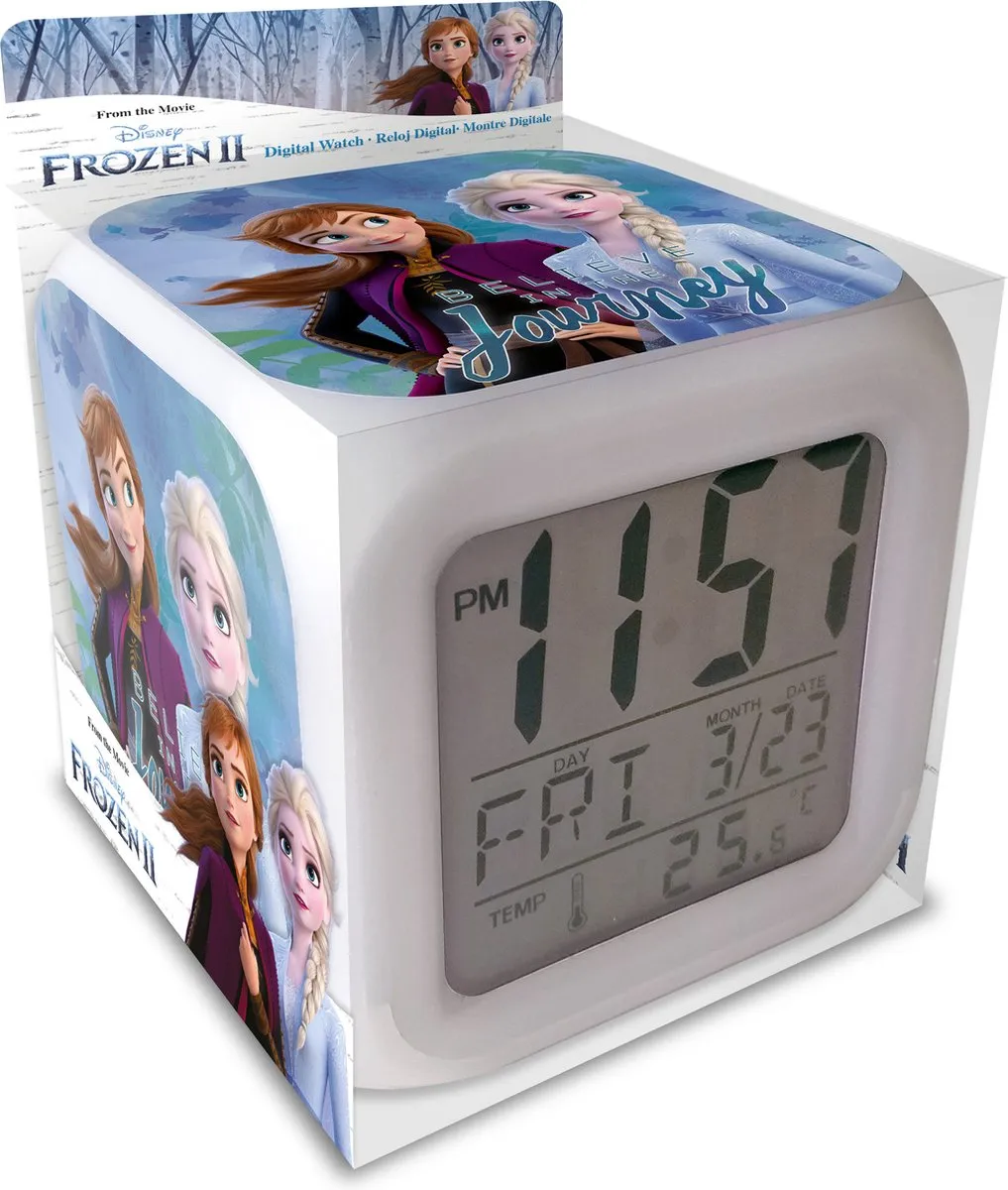 Disney Frozen Digitaal Led Wekker 8cm - Wit/Blauw - afbeelding 3 van 6