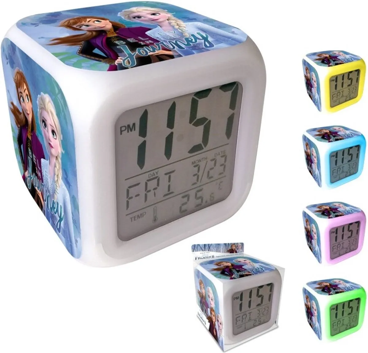 Disney Frozen Digitaal Led Wekker 8cm - Wit/Blauw - afbeelding 4 van 6