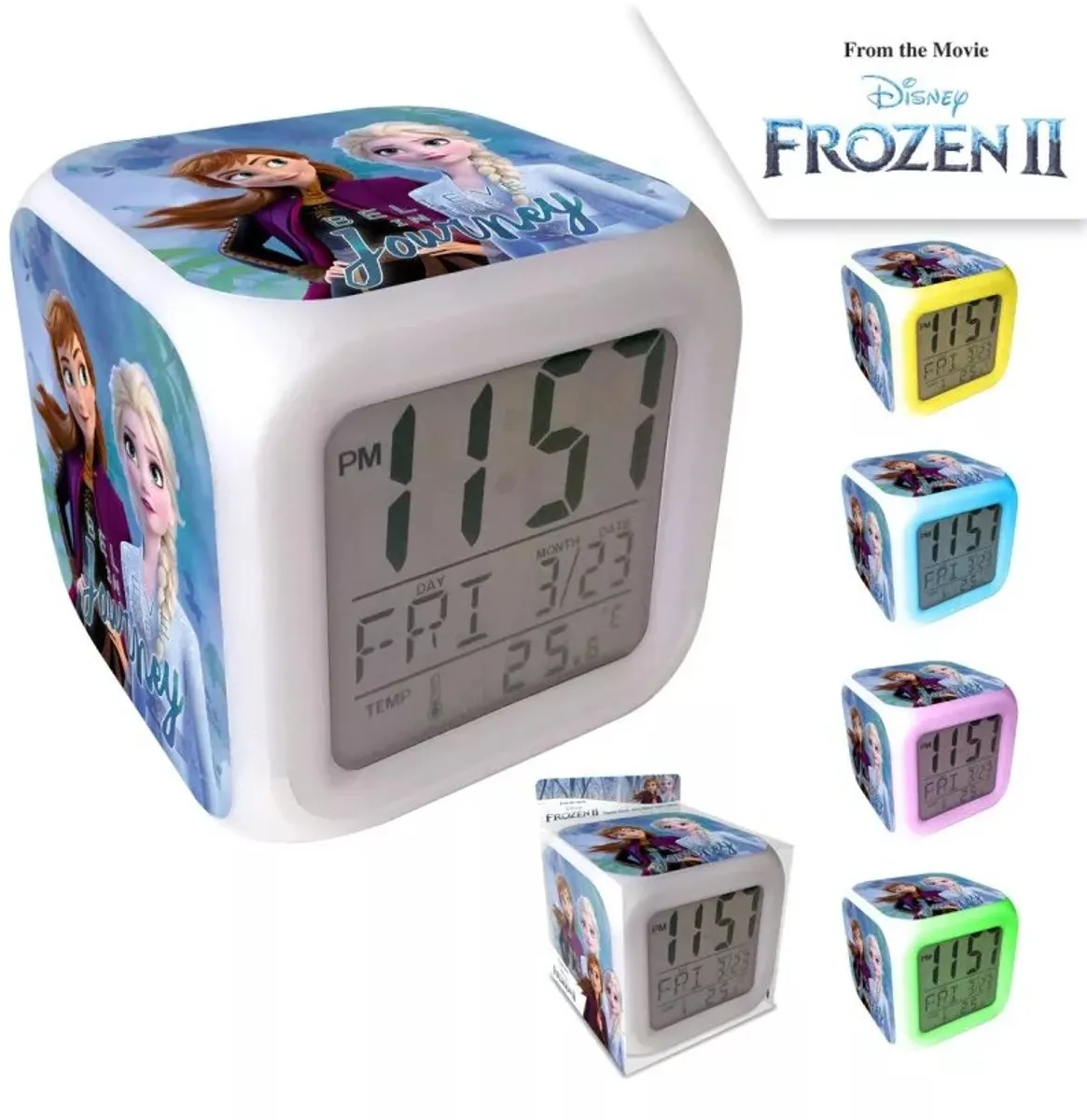 Disney Frozen Digitaal Led Wekker 8cm - Wit/Blauw - afbeelding 6 van 6