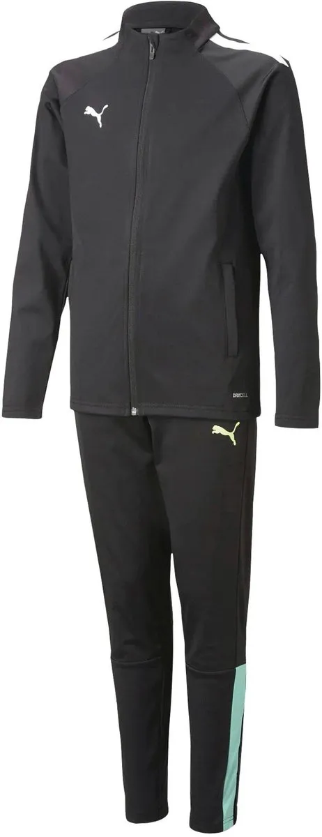 PUMA teamLIGA Trainingspak Junior 152 - Zwart/Groen/Wit