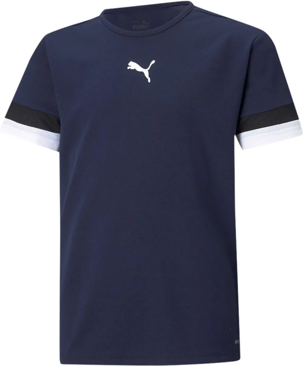 PUMA TeamRISE Jersey Shirt Junior 116 - Blauw/Zwart/Wit