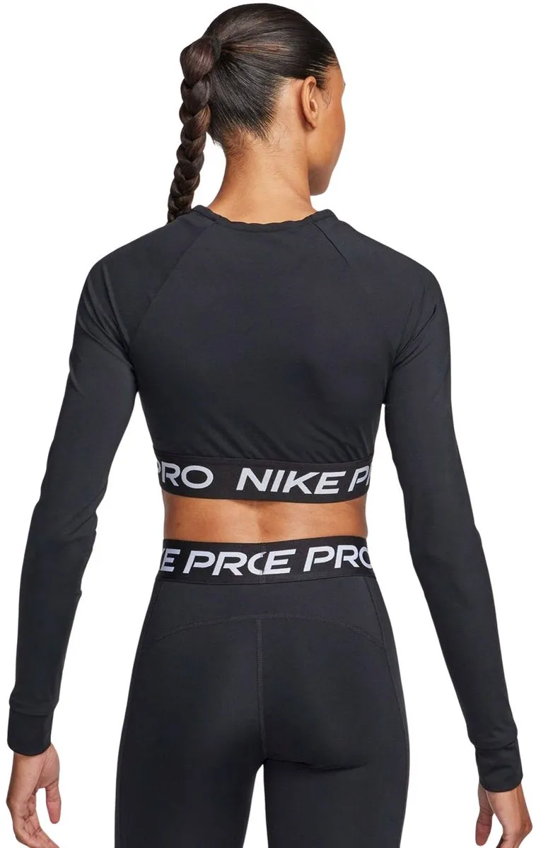 Nike Pro Dri-FIT 365 Cropped LS Shirt - Maat L - Zwart/Wit