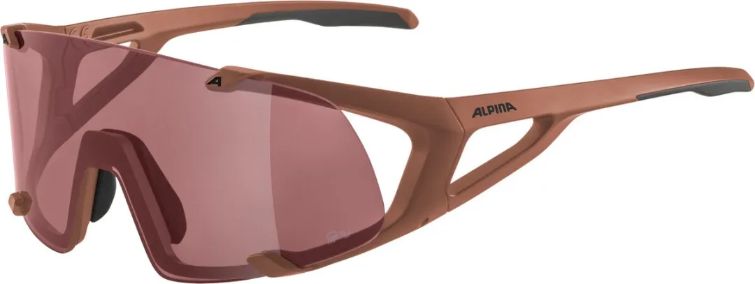 Alpina Hawkeye Q-Lite Sportbril - Bruine lenzen - Mat zwart/rood