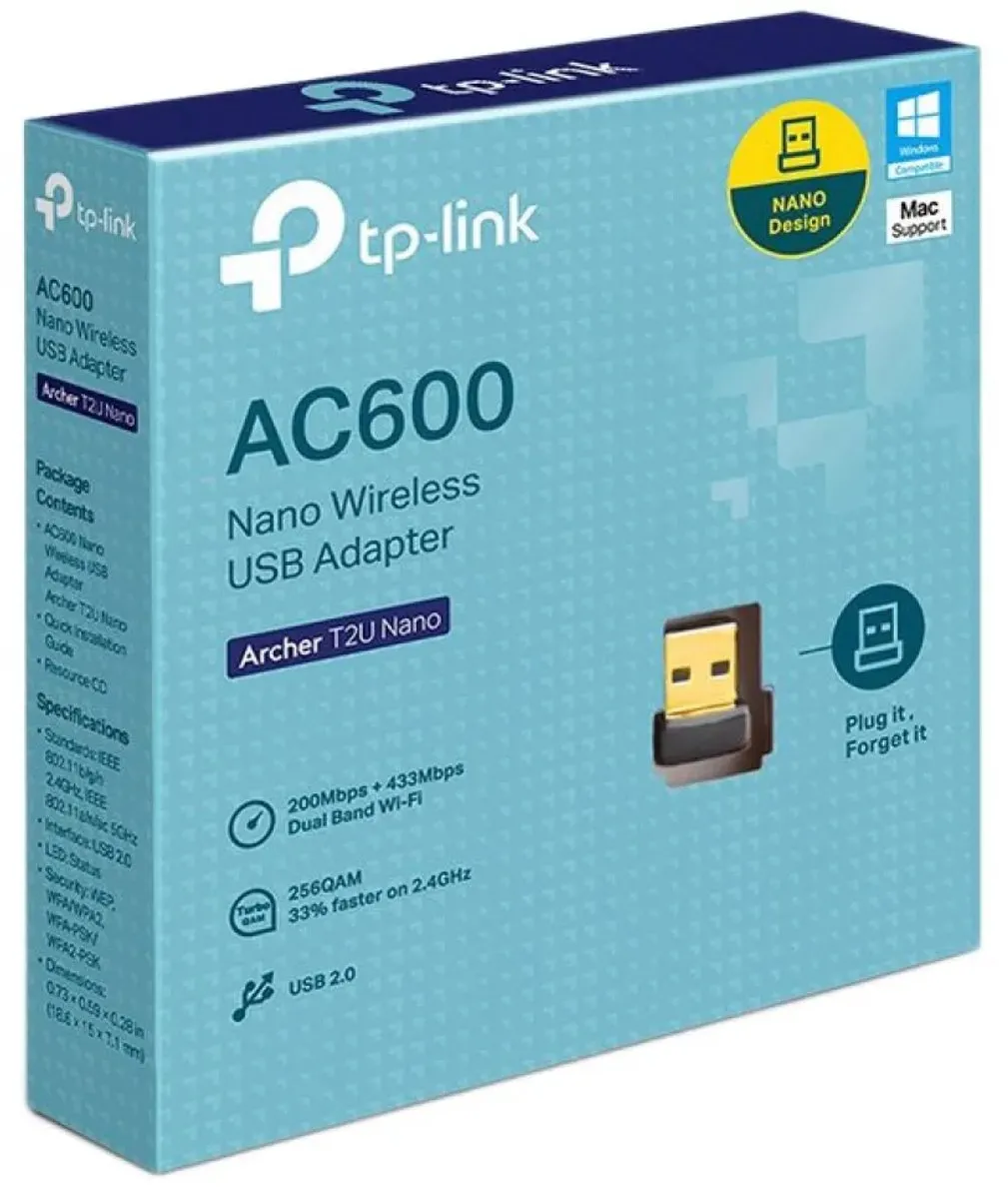 TP-Link Archer T2U Nano WiFi 5 Adapter - Zwart
