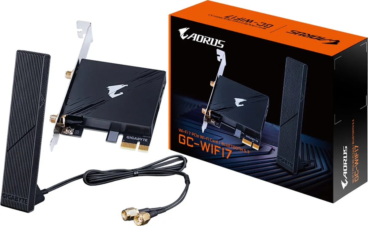Gigabyte GC-WIFI7 Netwerkkaart - 5800 Mbit/s - Zwart