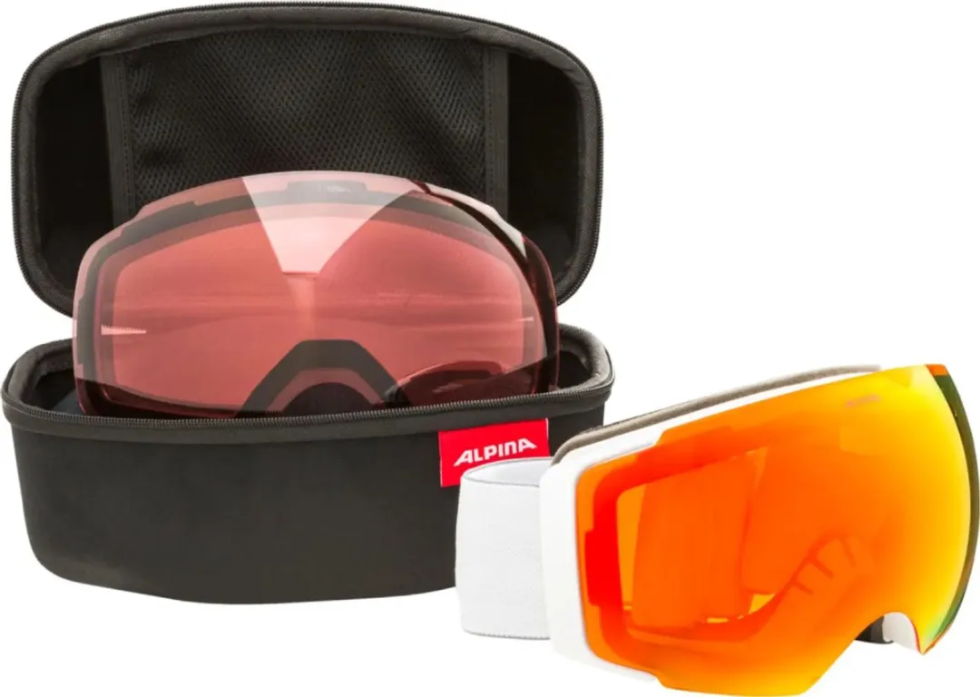 Alpina Falera Mag Q-Lite OTG Skibril 2025 - Wit - Roze/Oranje Lens