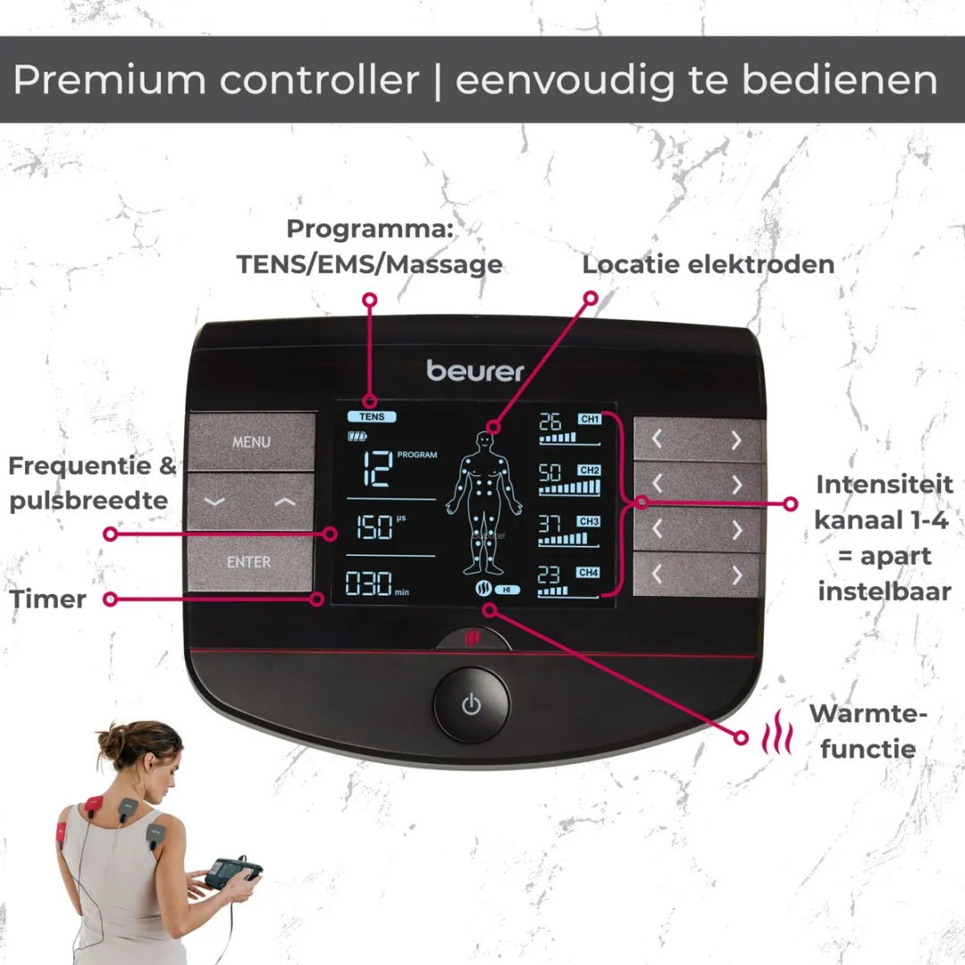 Beurer EM 89 Heat EMS/TENS Massageapparaat - 64 Programma's - 4 Kanalen