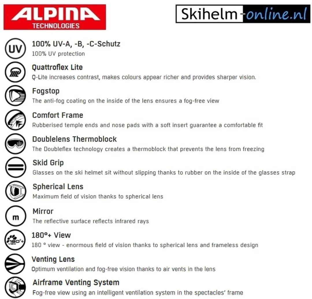 Alpina Taos Q-Lite Skibril - Wit Roze