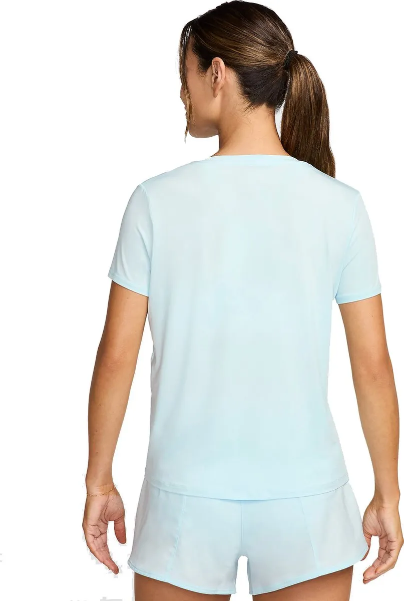 Nike One Dri-FIT Swoosh Shirt Dames M - Lichtblauw Roze