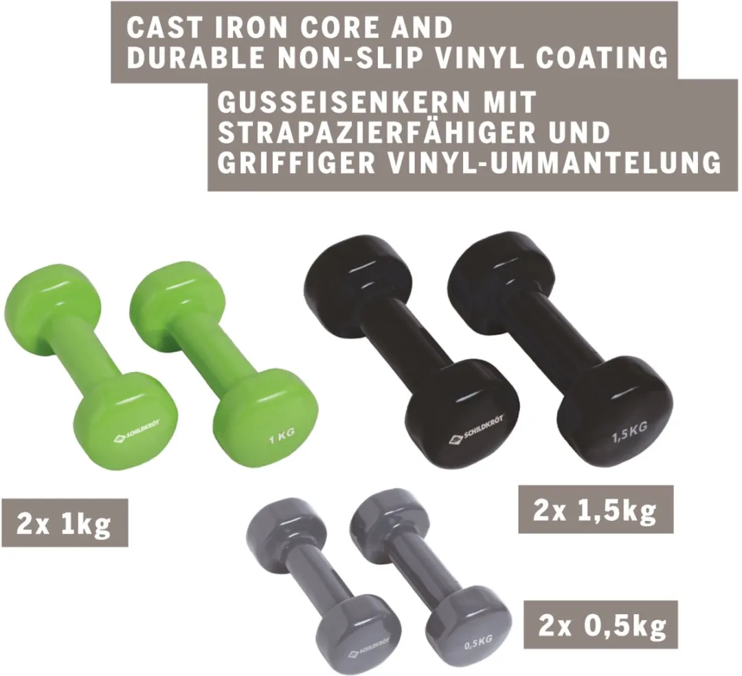 Schildkröt Fitness Dumbbells 3 Paar - Gietijzer - Multicolor