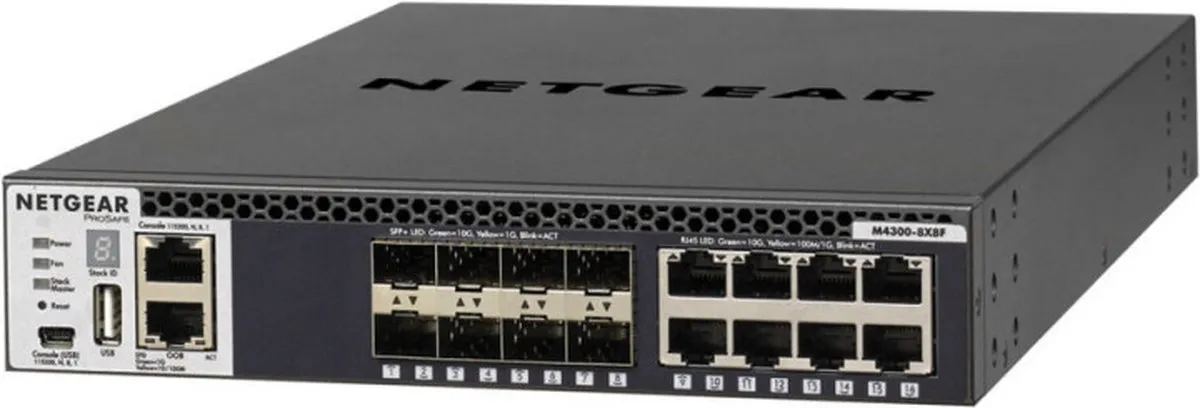 Netgear M4300-8F Switch - 8 Poorten - 320 Gbps - Zwart