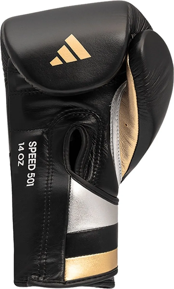 Adidas Speed 501 Bokshandschoenen 14 oz - Zwart/Goud - afbeelding 6 van 6