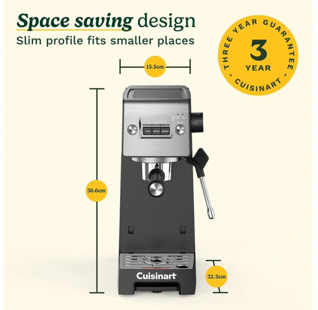 Cuisinart Espresso Bar Slim EM160E Espressomachine - 15 bar - Zilver