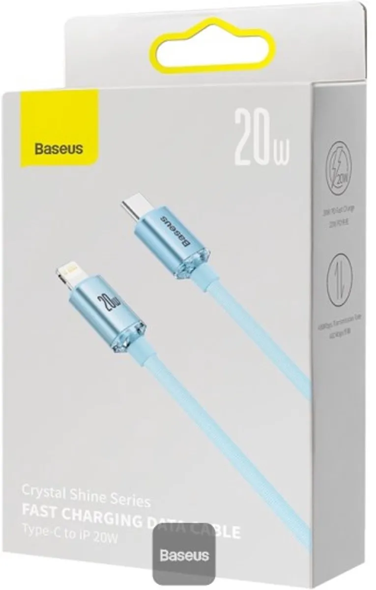 Baseus Crystal Shine Series USB-C Lightning Kabel 20W 1,2m - Blauw
