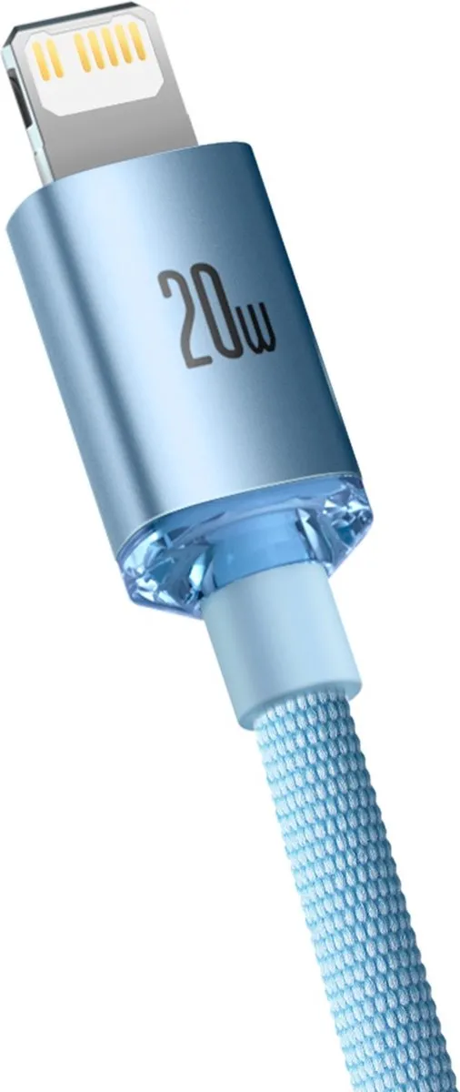 Baseus Crystal Shine Series USB-C Lightning Kabel 20W 1,2m - Blauw